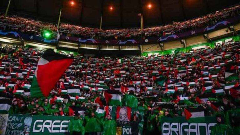 جماهير سيلتك تزيّن مدرّجاتها بأعلام فلسطين